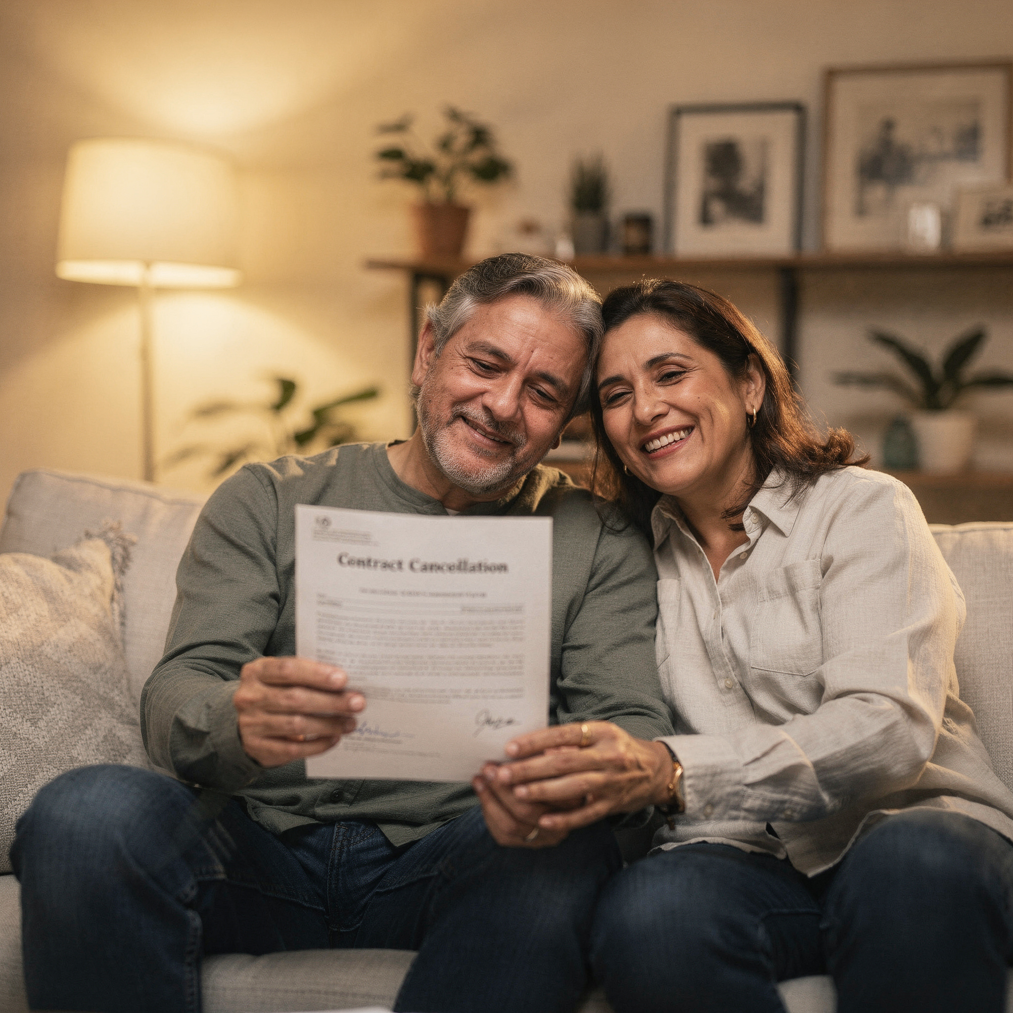 Casal feliz latino relaxando no sofá